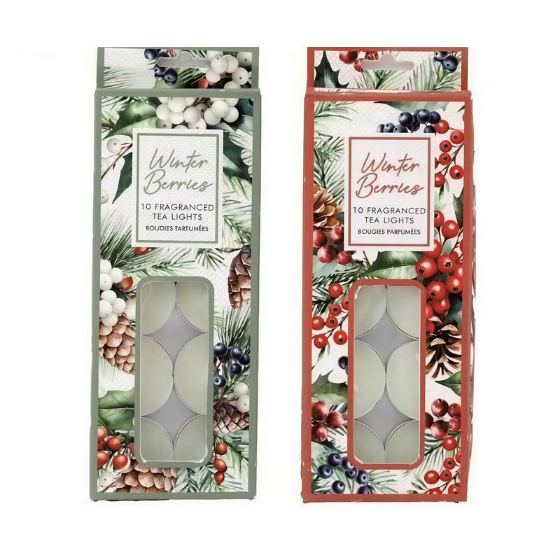 Set 10 candele tealight profumate di Natale 2 varianti assortite (spedite secondo disponibilità), ideale come pensierino di Natale